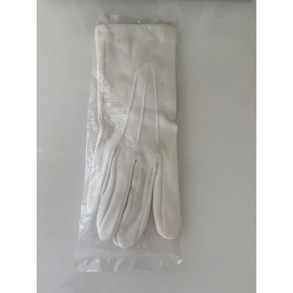 1 Pair White Class A Dress Uniform‎ Gloves Band Parade Honor Fireman Police NIB